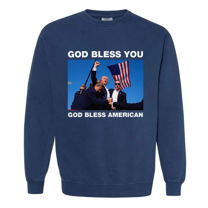 Donald Trump 2024 God Bless You God Bless America Garment-Dyed Sweatshirt