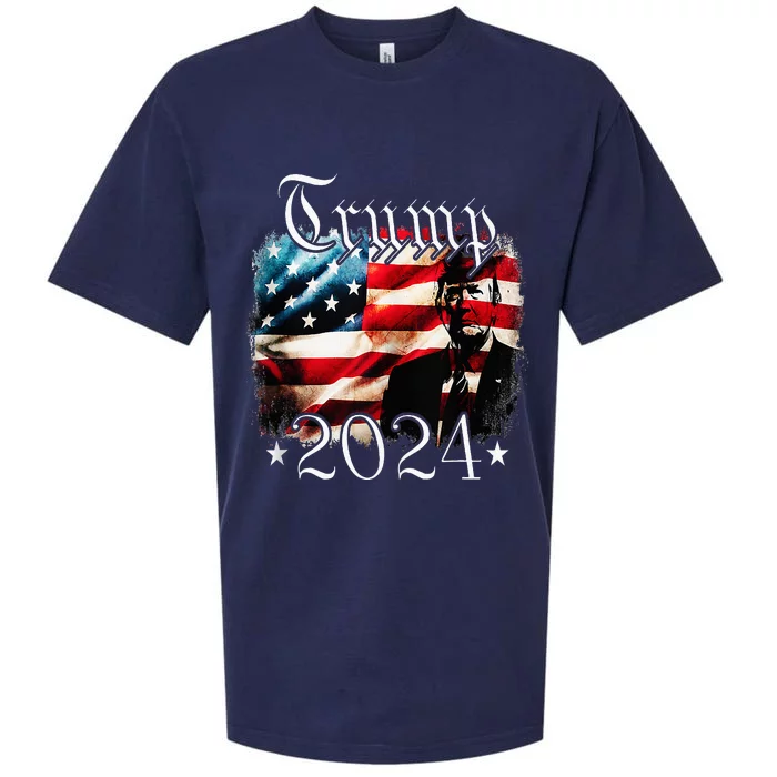 Donald Trump 2024 Vintage American Flag Sueded Cloud Jersey T-Shirt