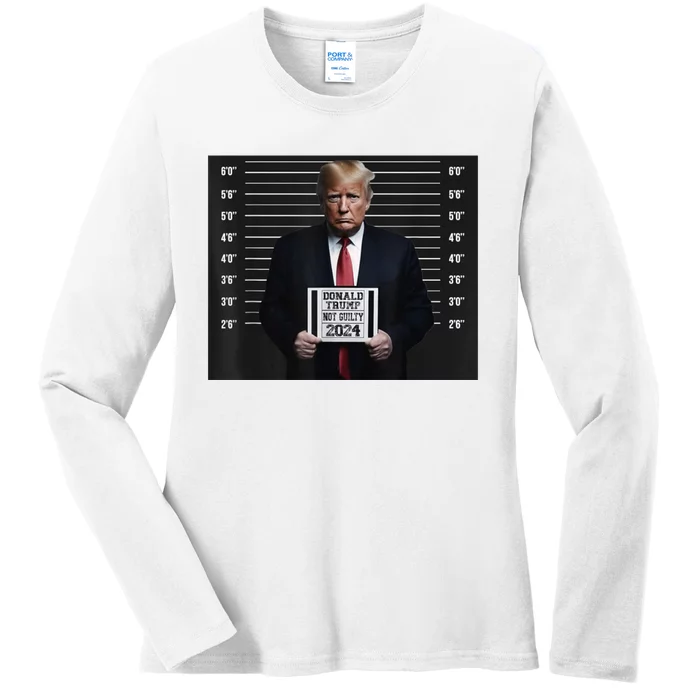 Donald Trump 2024 Not Guilty Trump Election Ladies Long Sleeve Shirt