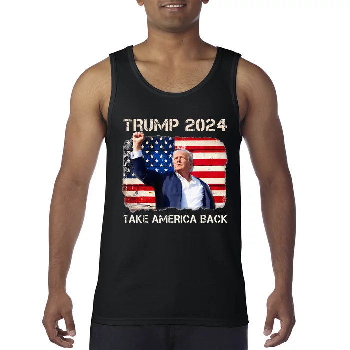 Donald Trump 2024 Take America Back American Flag Patriotic Tank Top