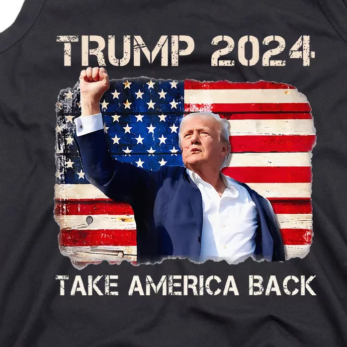 Donald Trump 2024 Take America Back American Flag Patriotic Tank Top