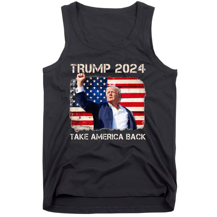 Donald Trump 2024 Take America Back American Flag Patriotic Tank Top