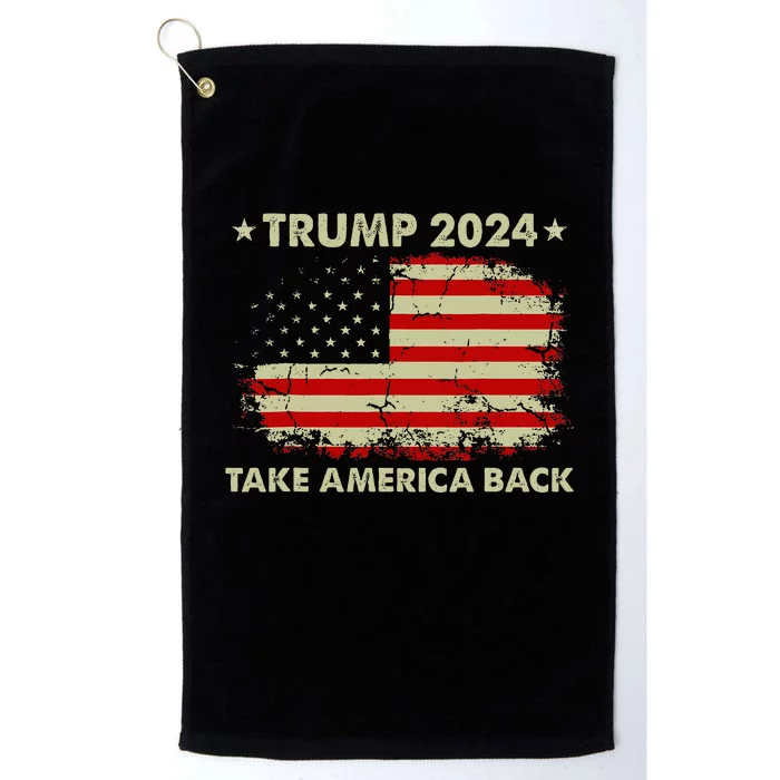 Donald Trump 2024 Take America Back American Flag Patriotic Platinum Collection Golf Towel