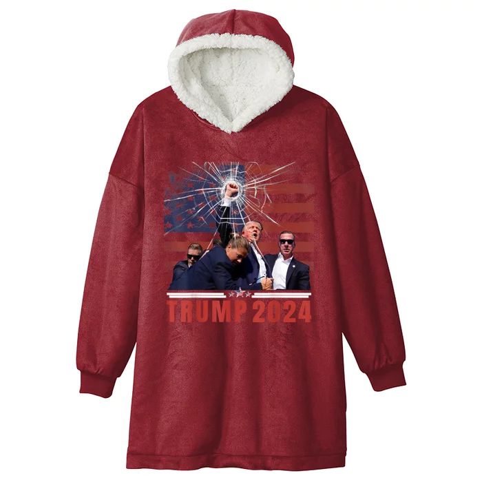 Donald Trump 2024: I Survived The 13th Shot Election Rally Hooded Wearable Blanket