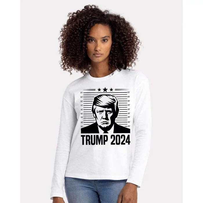 Donald Trump 2024 Mugshot Womens Cotton Relaxed Long Sleeve T-Shirt