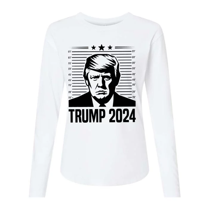 Donald Trump 2024 Mugshot Womens Cotton Relaxed Long Sleeve T-Shirt