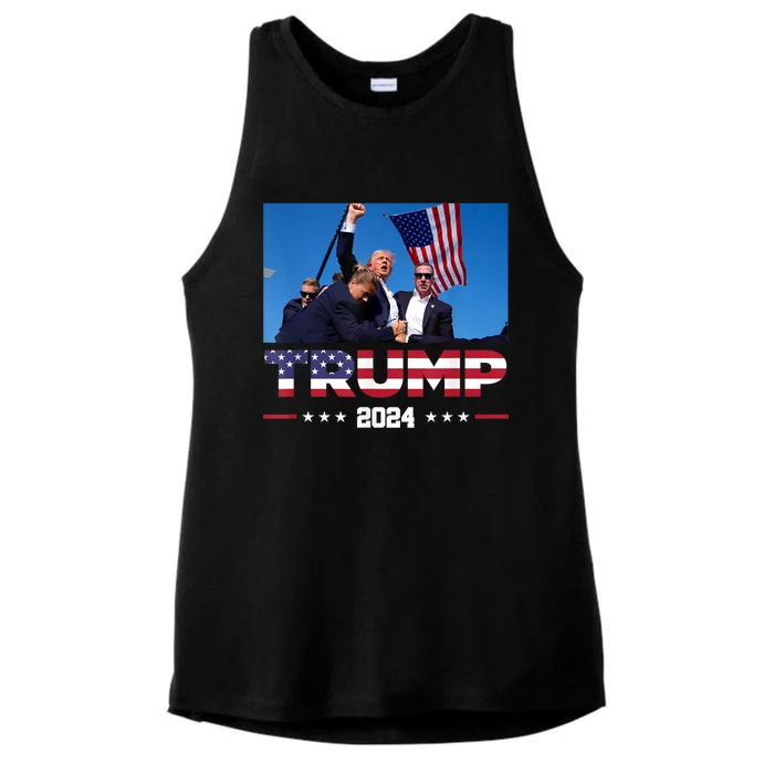 Donald Trump 2024 Survived Shot At Election Rally Ladies Tri-Blend Wicking Tank