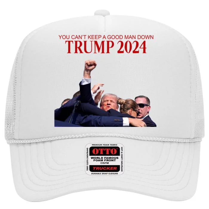 Donald Trump 2024 You CanT Keep A Good Man Down High Crown Mesh Trucker Hat