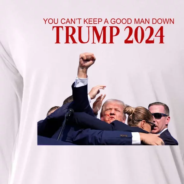 Donald Trump 2024 You CanT Keep A Good Man Down Cooling Performance Long Sleeve Crew