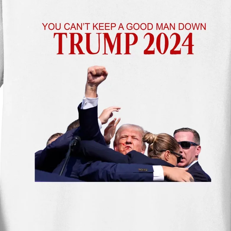 Donald Trump 2024 You CanT Keep A Good Man Down Kids Long Sleeve Shirt