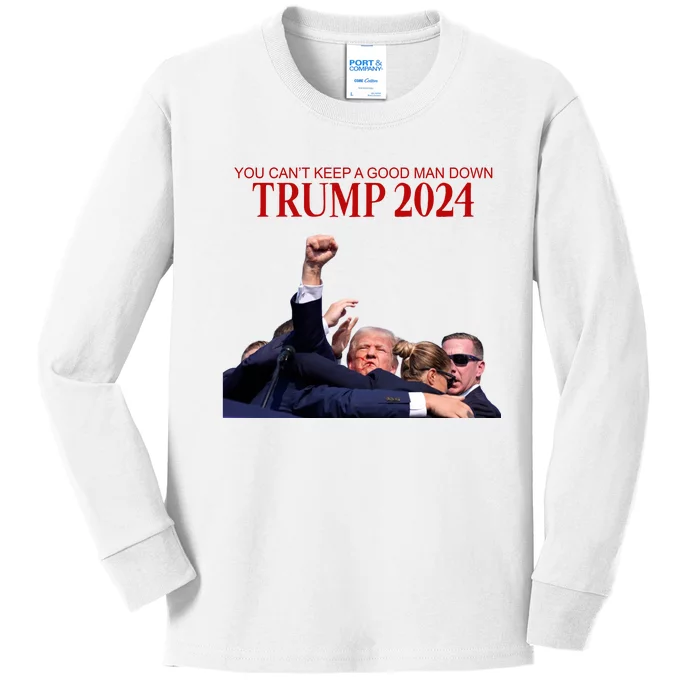 Donald Trump 2024 You CanT Keep A Good Man Down Kids Long Sleeve Shirt