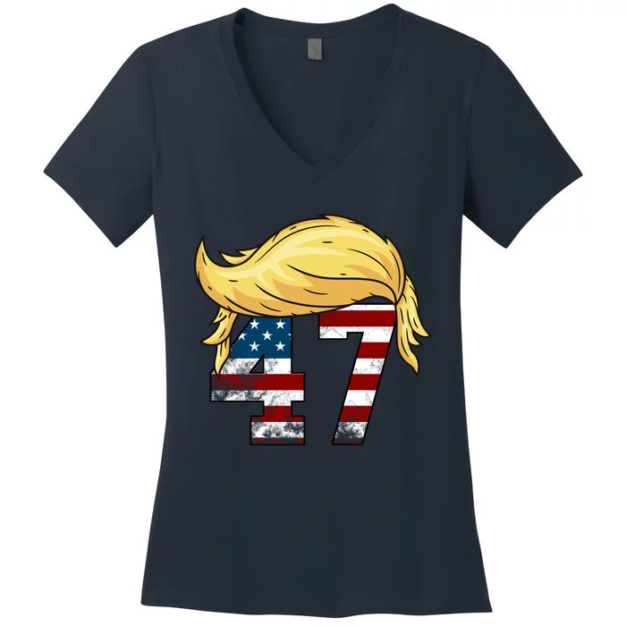 Donald Trump 2024 For President 47th President Trump Hair Women's V-Neck T-Shirt