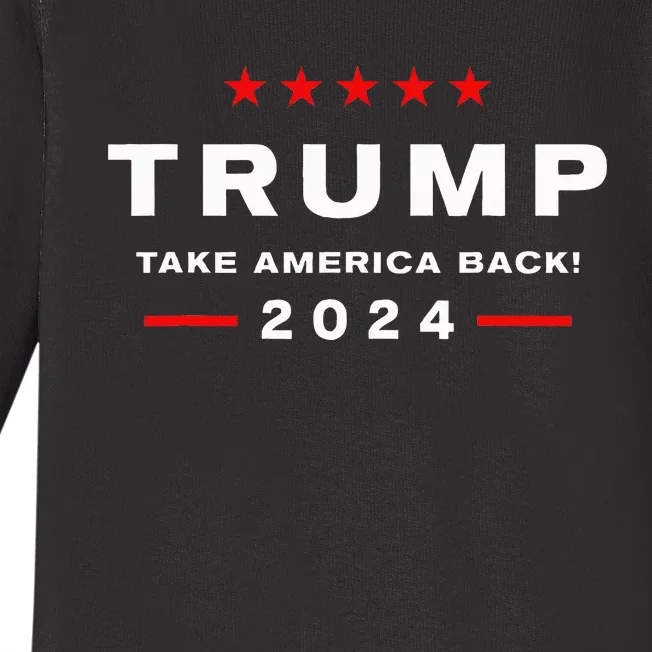 Donald Trump 2024 Take America Back Election Baby Long Sleeve Bodysuit