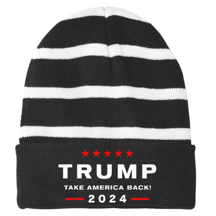 Donald Trump 2024 Take America Back Election Striped Beanie with Solid Band