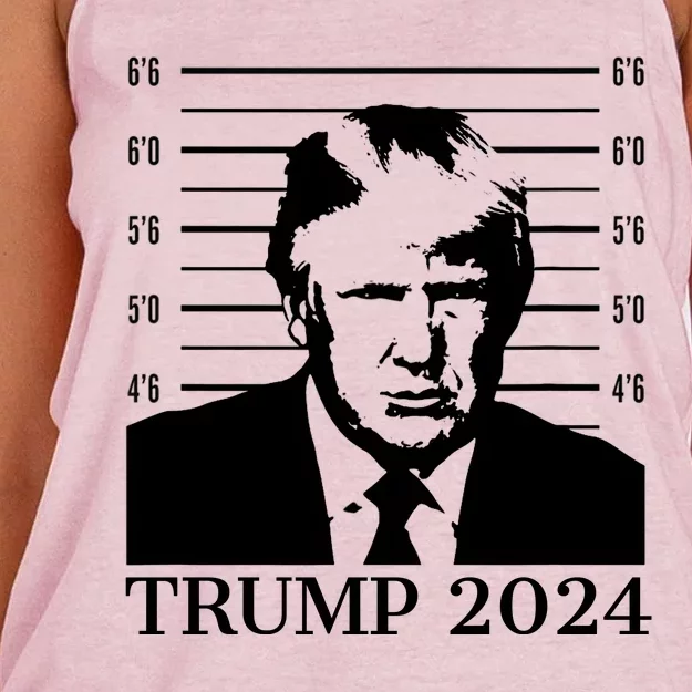 Donald Trump 2024 Mugshot Take America Back Usa Women's Knotted Racerback Tank