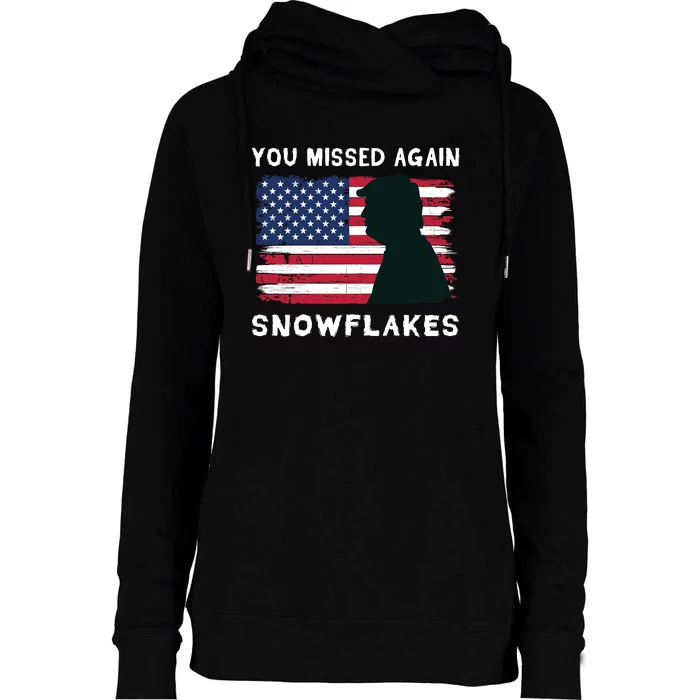 Donald Trump 2024 Missed Me Funny Conservative Womens Funnel Neck Pullover Hood