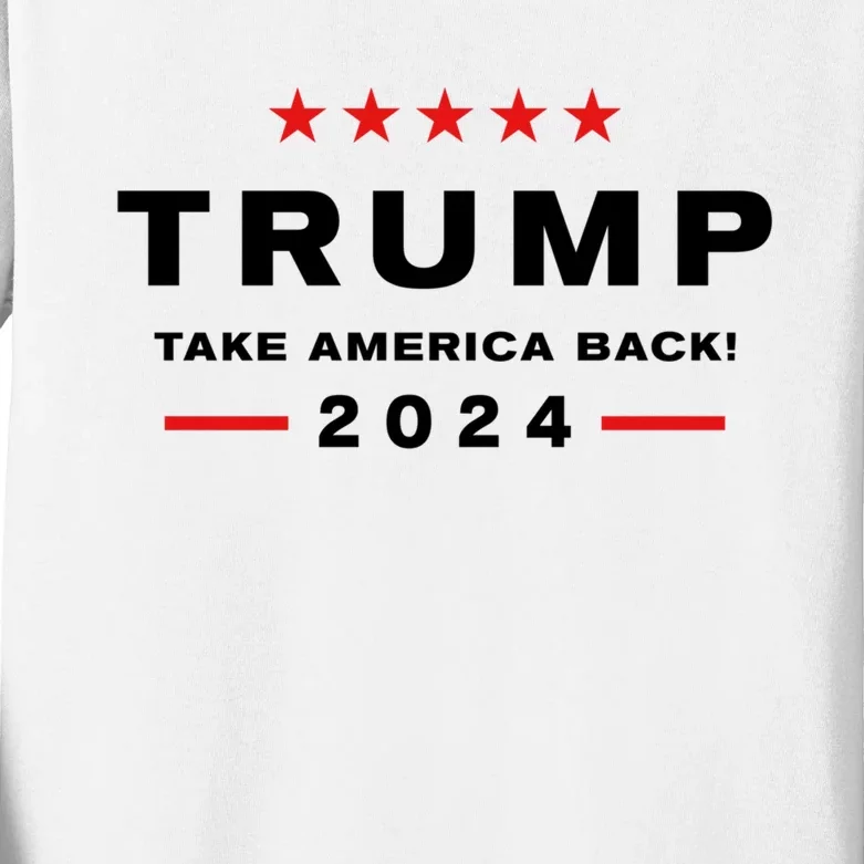 Donald Trump 2024 Take America Back Election Kids Long Sleeve Shirt