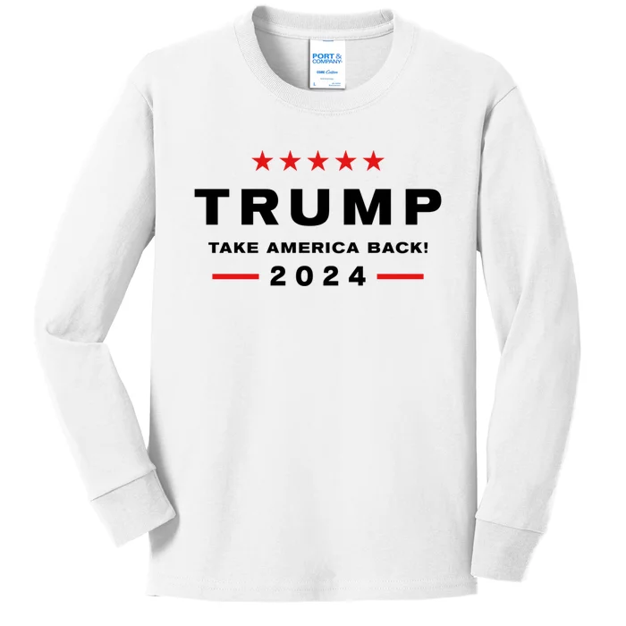 Donald Trump 2024 Take America Back Election Kids Long Sleeve Shirt