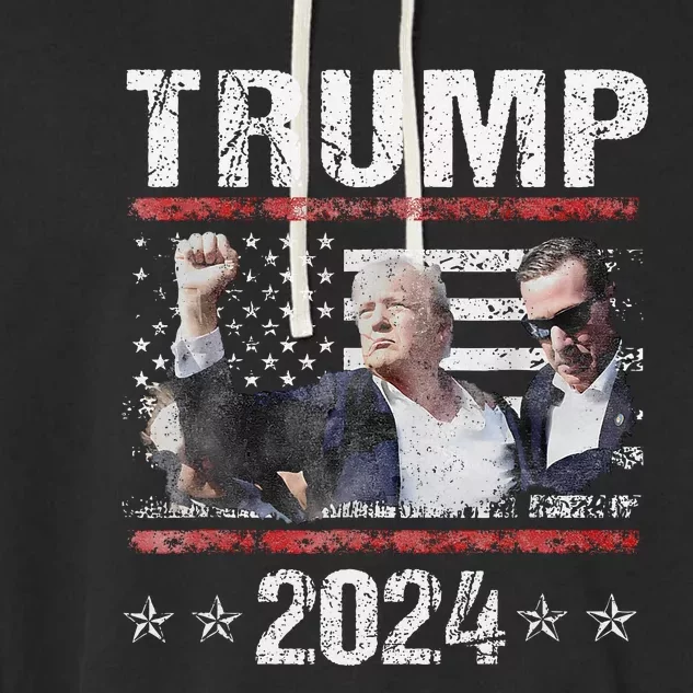 Donald Trump 2024 Survived Shot At Election Rally Garment-Dyed Fleece Hoodie