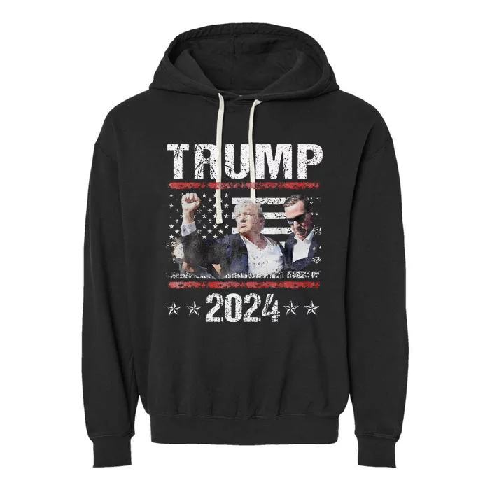 Donald Trump 2024 Survived Shot At Election Rally Garment-Dyed Fleece Hoodie