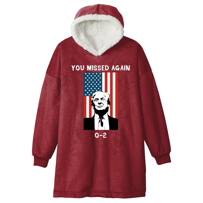 Donald Trump 2024 Missed Me Funny Conservative Hooded Wearable Blanket