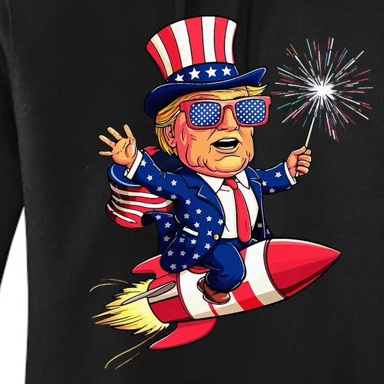 Donald Trump 2024 Happy Trump American Flag Women's Pullover Hoodie