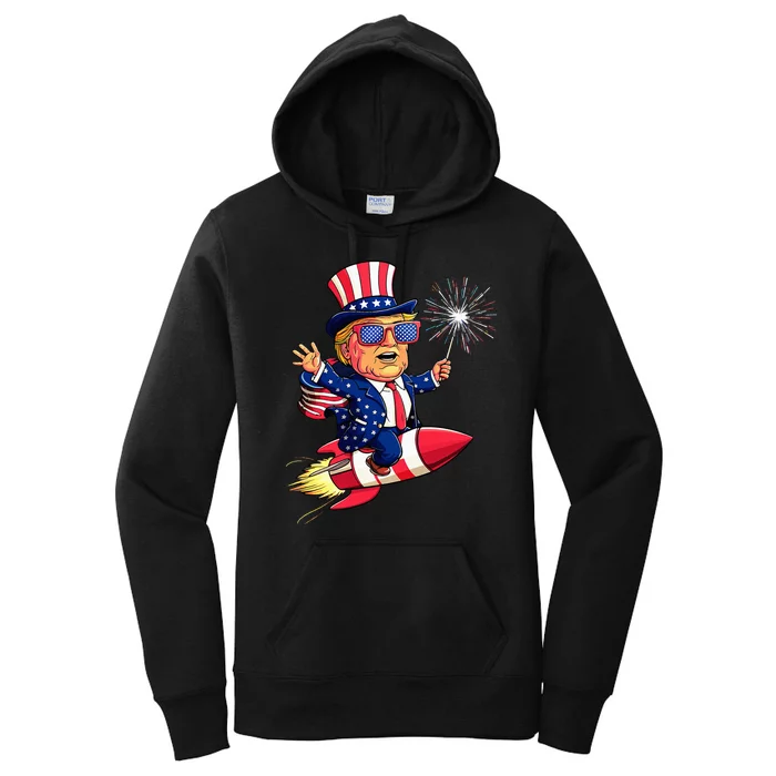 Donald Trump 2024 Happy Trump American Flag Women's Pullover Hoodie