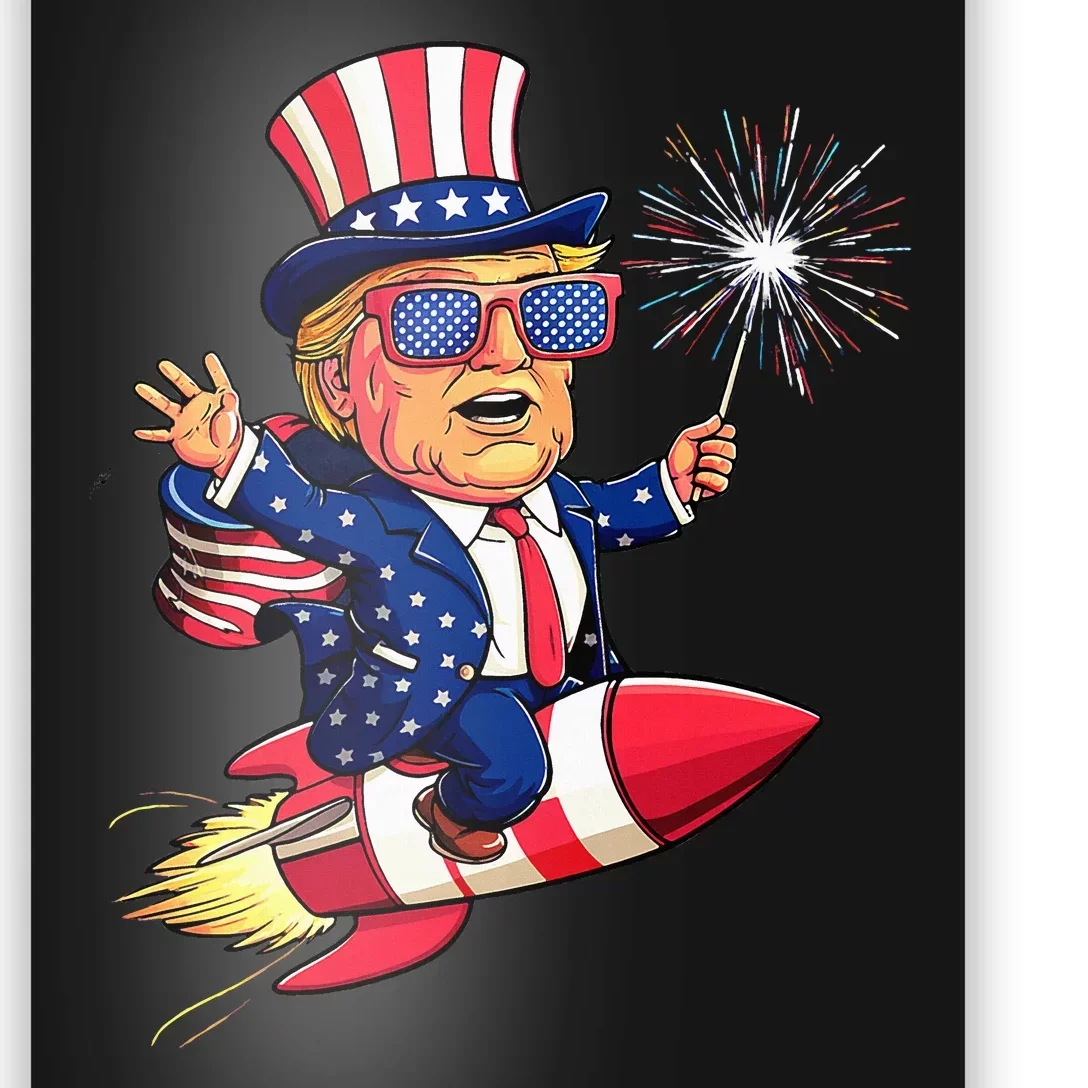 Donald Trump 2024 Happy Trump American Flag Poster