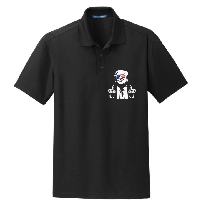 Donald Trump 2024 Middle Finger Conservative Republican Dry Zone Grid Performance Polo