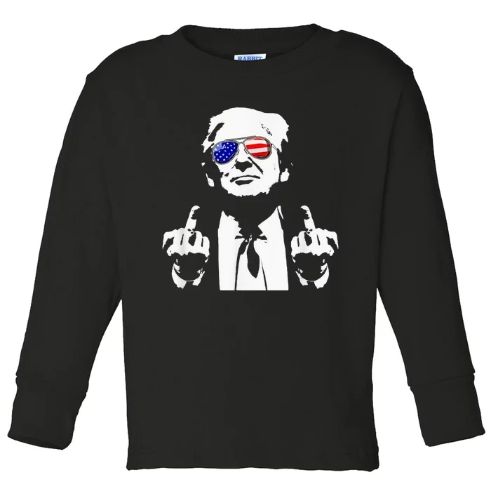 Donald Trump 2024 Middle Finger Conservative Republican Toddler Long Sleeve Shirt