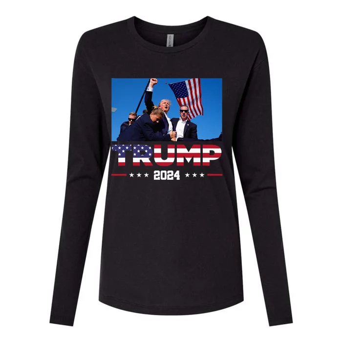 Donald Trump 2024 Survived Shot At Election Rally Womens Cotton Relaxed Long Sleeve T-Shirt