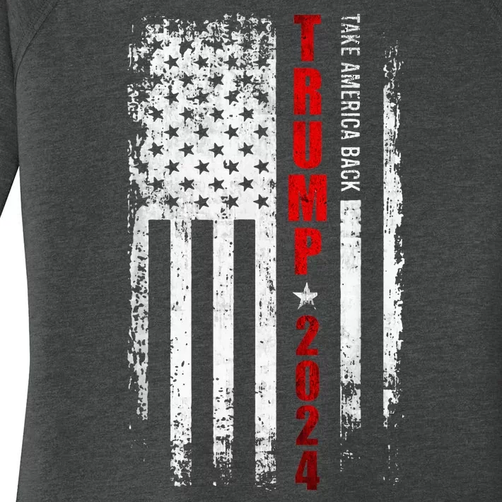 Donald Trump 2024 Take America Back American Flag Patriotic Women's Perfect Tri Tunic Long Sleeve Shirt