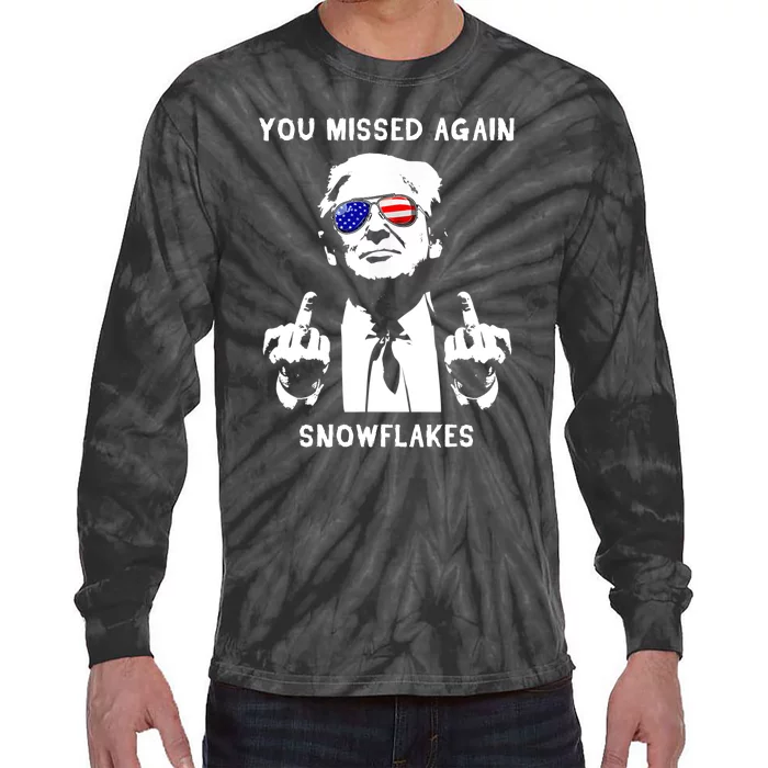 Donald Trump 2024 Missed Me Funny Conservative Tie-Dye Long Sleeve Shirt