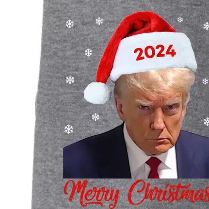 Donald Trump 2024 Mug Shot Trump Santa Hat Merry Christmas Gift Doggie 3-End Fleece Hoodie