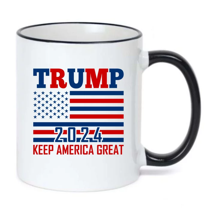 Donald Trump 2024 Keep America Great Usa Flag Black Color Changing Mug