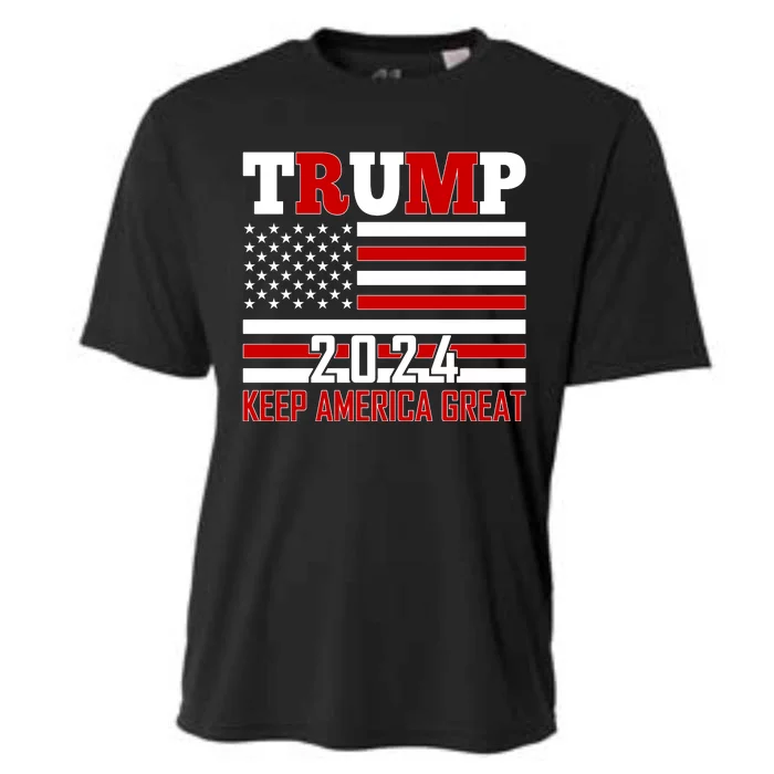 Donald Trump 2024 Keep America Great Usa Flag Cooling Performance Crew T-Shirt