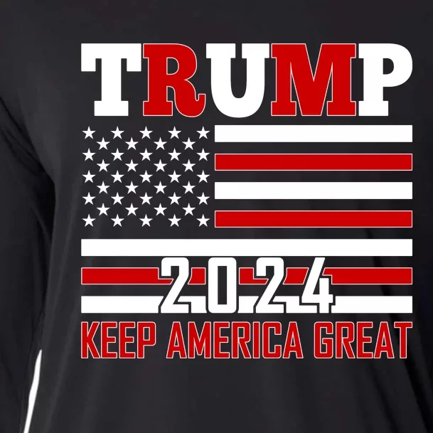 Donald Trump 2024 Keep America Great Usa Flag Cooling Performance Long Sleeve Crew