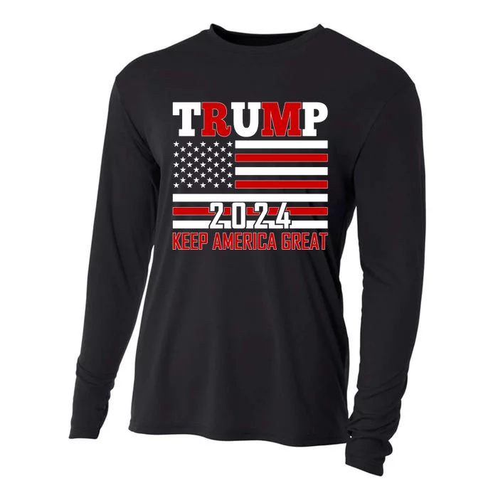 Donald Trump 2024 Keep America Great Usa Flag Cooling Performance Long Sleeve Crew