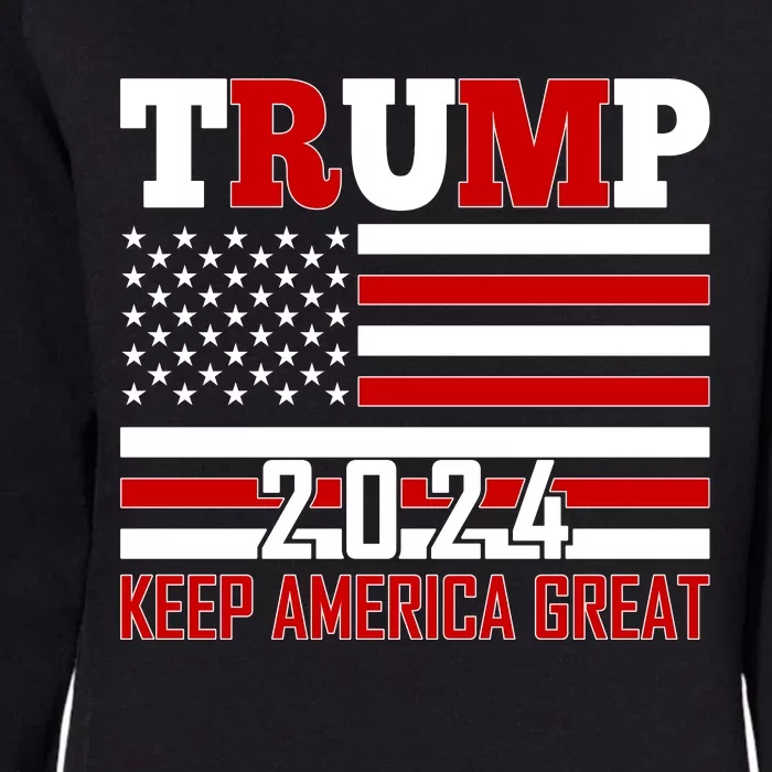 Donald Trump 2024 Keep America Great Usa Flag Womens California Wash Sweatshirt