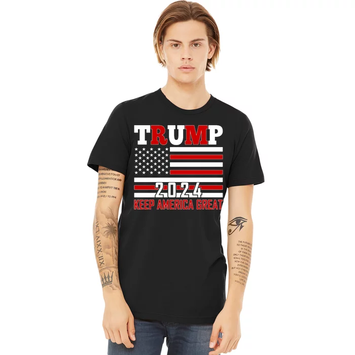 Donald Trump 2024 Keep America Great Usa Flag Premium T-Shirt