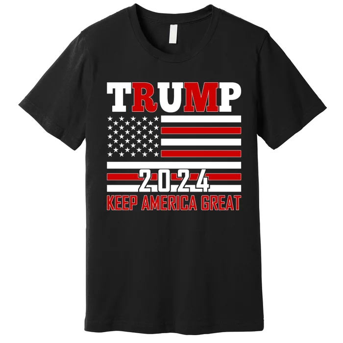 Donald Trump 2024 Keep America Great Usa Flag Premium T-Shirt