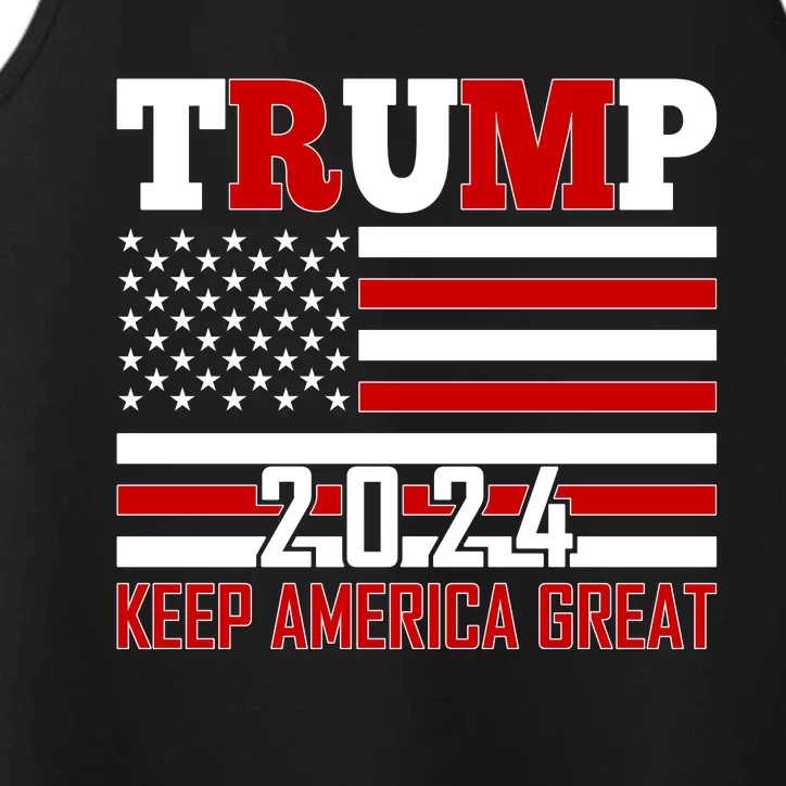 Donald Trump 2024 Keep America Great Usa Flag Performance Tank