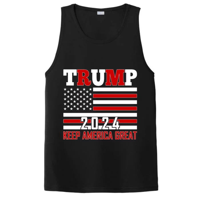 Donald Trump 2024 Keep America Great Usa Flag Performance Tank