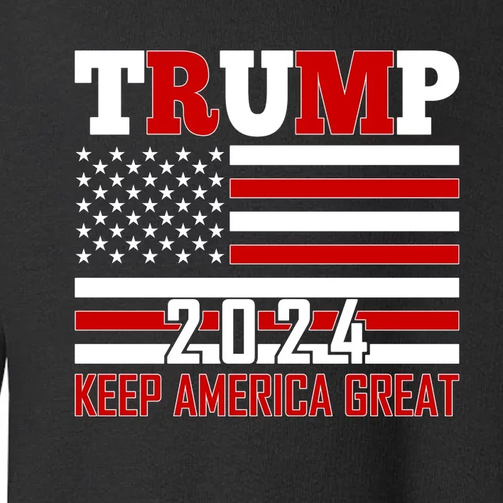 Donald Trump 2024 Keep America Great Usa Flag Toddler Sweatshirt