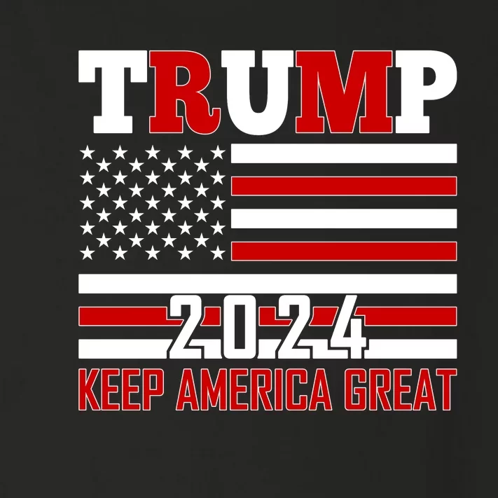 Donald Trump 2024 Keep America Great Usa Flag Toddler Long Sleeve Shirt