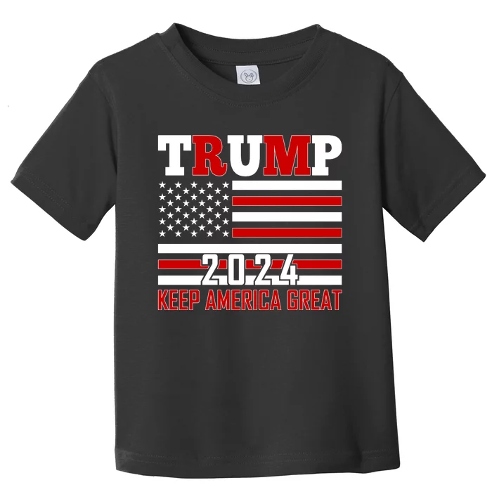 Donald Trump 2024 Keep America Great Usa Flag Toddler T-Shirt