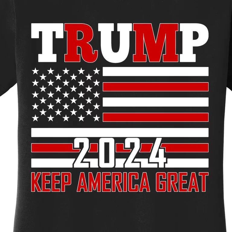 Donald Trump 2024 Keep America Great Usa Flag Women's T-Shirt