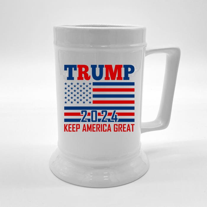 Donald Trump 2024 Keep America Great Usa Flag Front & Back Beer Stein