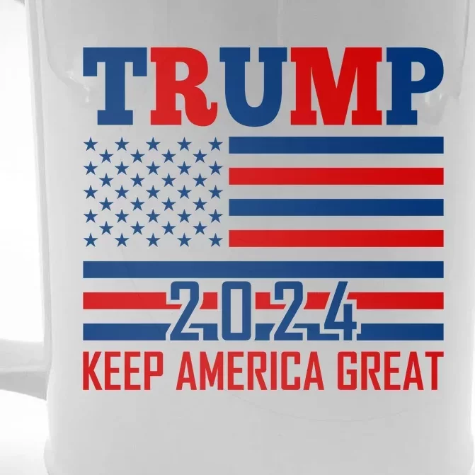 Donald Trump 2024 Keep America Great Usa Flag Front & Back Beer Stein