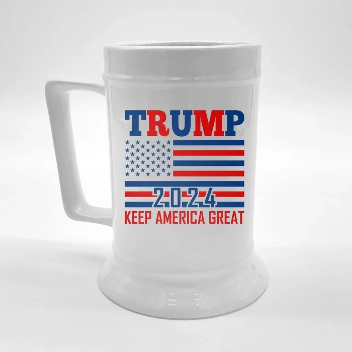 Donald Trump 2024 Keep America Great Usa Flag Front & Back Beer Stein